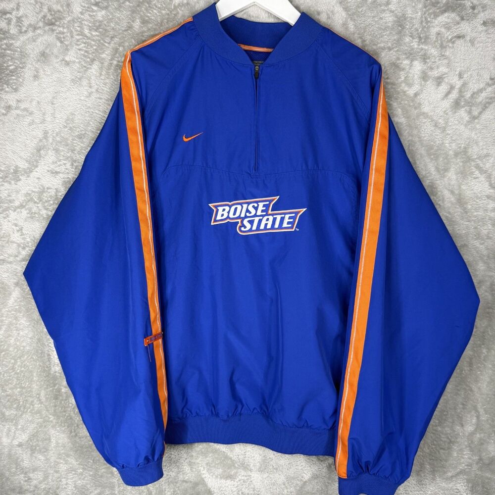 Vtg Boise State Broncos Jacket Mens XL Nike Team 1/4 Zip Pullover Windbreaker